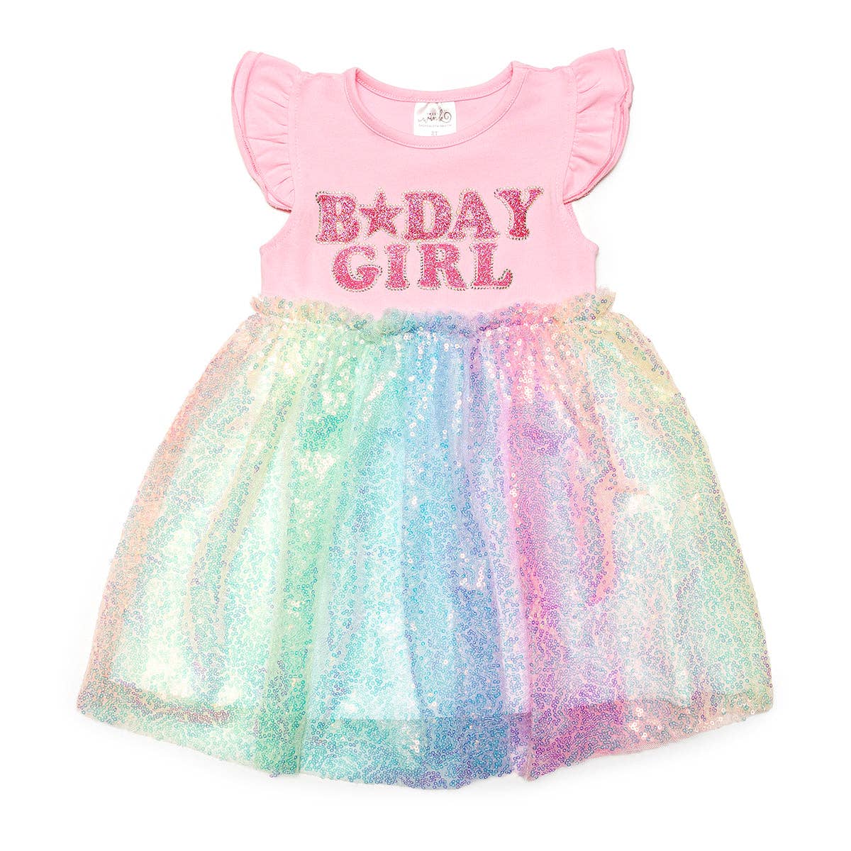 Sweet Wink - Birthday Girl Patch Rainbow Ombre Sequin Short Sleeve Tutu  Dress: 3T | Coco and Ro